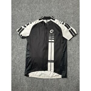 Mens Cycling Assos Mille Black White Zip Jersey, Size L